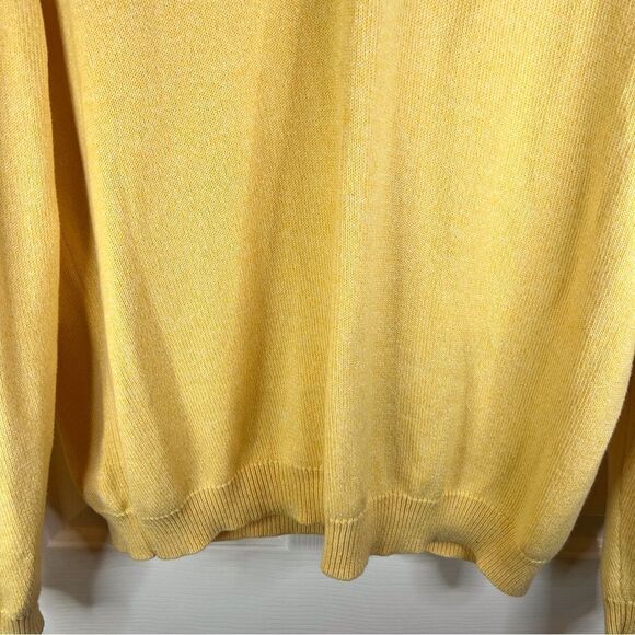 Men’s Brooks Brothers VNeck Soft Yellow Sweater Size Large Cotton Easter Spring - Picture 8 of 8